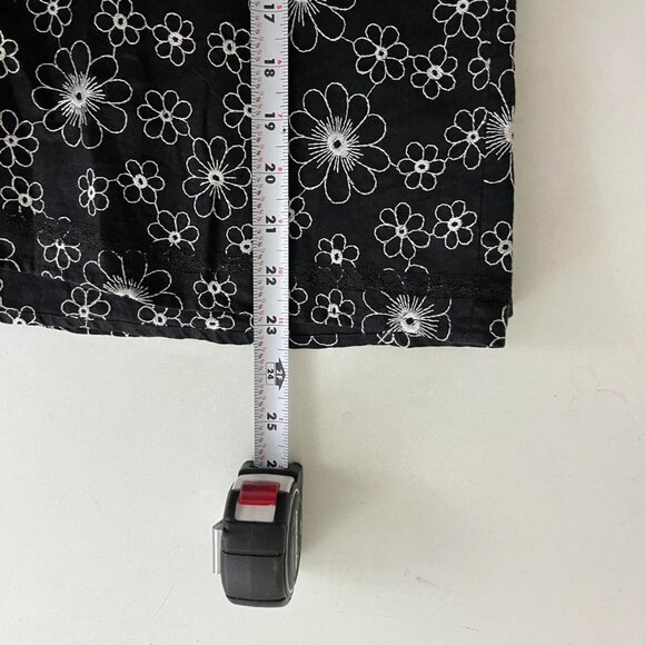 y2k black floral girly boho whimsygoth linen midi skirt - Picture 7 of 8